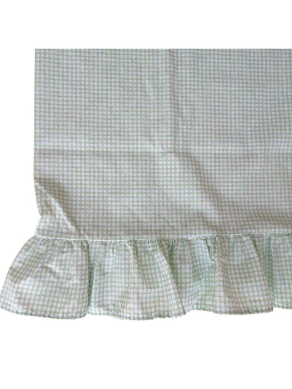 Vintage Wamsutta Green Gingham Ruffled 1 Standard Pillowcase Percale USA Made